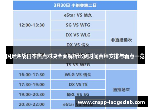 国足迎战日本焦点对决全面解析比赛时间赛程安排与看点一览